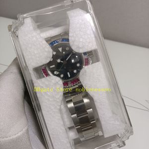 2 Style Real Photo Mens Automatic Watches Men's Black Bial 40mm Diamond Ruby Bezel Bracelet 116759 Steel 18k Yellow Gold Men Asia 2813 Movement Sport Watch