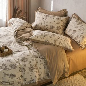 Set di biancheria da letto Set di biancheria da letto ABAY Copripiumino morbido in cotone 100% Lenzuola con fasce elastiche Federe Set da letto di alta qualità Casa decorata con calore 231110