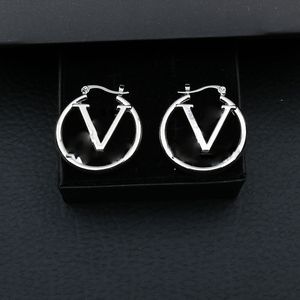 Creolen für Damen, einfach, 18 Karat vergoldet, 925 Silber, Luxusmarke, Designer, Buchstaben, Ohrstecker, groß, geometrisch, berühmt, Ohrring, Hochzeit, Party, Liebe, Geschenke, Jewerlry