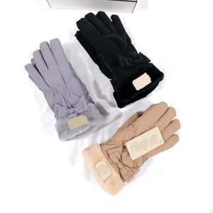 Luxury Lady fingertip gift Wool Wool Lady Five finger mittens New waterproof riding plus velvet Hot exercise motorcycle Lady gloves Designer gloves