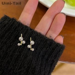 Stud Earrings Uini-Tail Selling 925 Tibetan Silver Branch Pearl Temperament Fashion Trend Refined Olive JK404