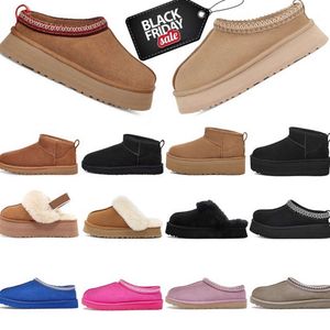 Tazz-Hausschuhe für Damen, klassisches Senfkornfell, pelzige Designer-Slides, Plateausohle, Stiefeletten, UGGss, Tasman Funkette, Disquette, Winter-Slipper, UGGsityee