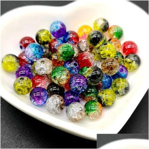 Beads 50Pcs 8Mm Double Colored Cracked Spacer For Jewelry Making Handmade Diy Drop Delivery Home Garden Arts Crafts Dhdfy