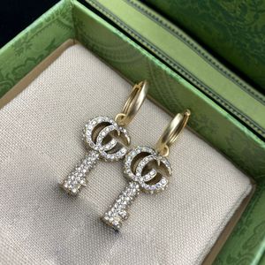 Jóias com diamantes Brincos de chave Brincos de charme de moda Brincos de joias de casamento Presente de alta qualidade