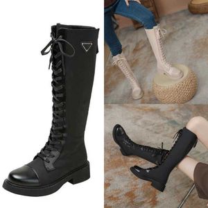 Fashion Classictop Quality Women Boots Black Platform Shoes Luxury Designer на колене кожаная боевая бот