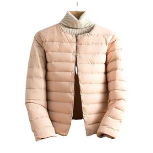 LL inverno nuovo piumino leggero leggero giacca corta da donna senza colletto girocollo scollo a V fodera interna piumino 16 colori