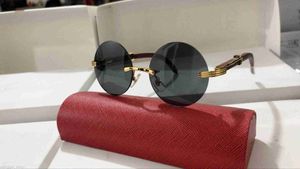 Luxuriöse Designer-Sonnenbrille aus rundem Holz für Herren, Carter-Büffelhorn-Brille, Herren-Frau, randlose Sonnenbrille, Herren-Lesung, klare Brille, Rahmen aus Glas