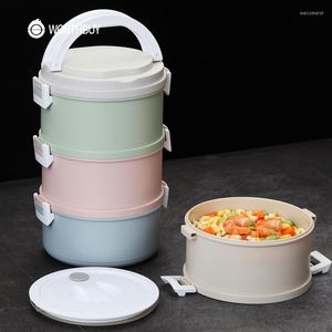 Dinnerware Sets Japanese Microwave Plastic Lunch Box For Kids Children Bento Portable Leak Proof Container