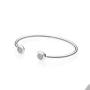 سوار كفة الماس المتلألئة CZ لـ Pandora 925 Sterling Silver Wedding Designer Bangle Bangle For Women Girlfriend Gift Bracelet