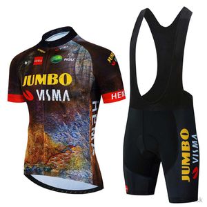 Cycling Jersey Sets 2023 Jumbo Visma Cycling Jersey Set Men's Ciclismo Clothing Road Bike Shirts Suit Bicycle Bib Shorts MTB Wear Maillot Culotte 3M411