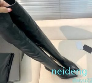 Opyum Over the knee pointed toes Thigh-high boot Letter high heels stretched Leather sole for women luxury designer heeled