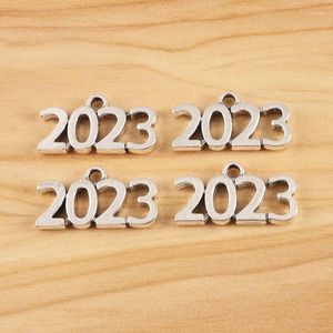 Charms 20 Pieces Tibetan Silver 2023 Year Pendants For DIY Necklace Jewellery Making Accessories 12x23mm