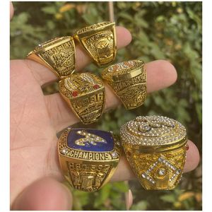 6Pcs World Series Baseball Team Champions Championship Ring With Wooden Display Box Souvenir Men Fan Gift 2021 2023 Wholesale Drop Del Dhmgm