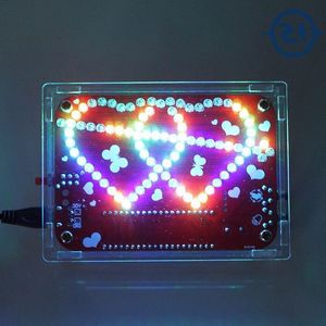 Freeshipping DIY Kit RGB LED Double Heart-shaped Light Music with Shell Kit Electronique Colorful DIY Electronic Electronic DIY Kit Ravog