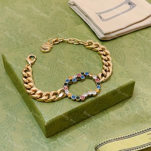 Colorful Diamond Bracelet Classic Letter Bangle G Retro Designer Bracelet for women Gem Pearl Decoration Bangles Luxury Accessories