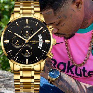 Wristwatches NIBOSI Relogio Masculino Mens Watches Top Brand Luxury Famous Men's Watch Fashion Casual Chronograph Military Quartz Wristwatch 230410