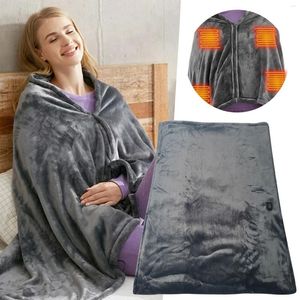 Одеяла с подогревом, моющиеся, с зарядкой через USB, термонагревательная шаль, нечеткая фланель, большой