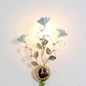 Wandlampe Blau/Rosa Keramik G9 Led Wandlampen Kristall Wohnzimmer Schlafzimmer Spiegelleuchte Wandlampe Innenleuchten