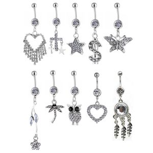 Navel Bell -knappen ringer Cl10001 Belly Ring Mix 10 Styles Aqua.Colors PCS Dream Owl Heart Dragonfly Drop Delivery Syckel Bo Dhgarden Othr9