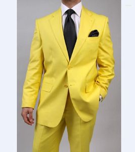 Ternos masculinos 2023 amarelo dois botões (calça de jaqueta) mais recente casaco Pant Tuxedos figurino feito moda masculino terno bonito e legal ternão masculino