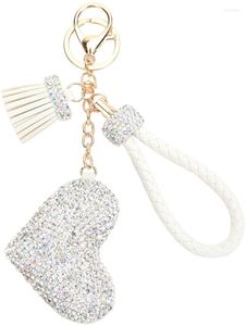 Keychains Heart Ab Color Full Rhinestone With Tassel Hummer Keyring For Bags Car Key