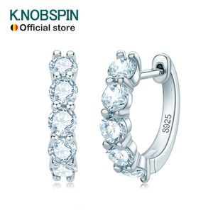 Stud KNOBSPIN D Color Loop Earring 925 Sterling Sliver Plated with 18k White Gold Earring for Women Sparkling Fine Jewelry 230410