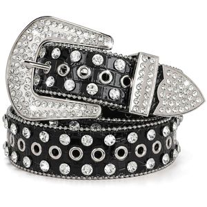 HOT Y2K Stile Flessibile Personalizza Cintura con strass occidentale con fibbia in lega di strass con diamanti tempestati di finta pelle PU