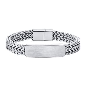 Mens ID Bracelet Stainless Steel Double Braid Chain Hip Hop Bracelets Silver Polished 12mm 8inch For Friends .husband .Father Gifts