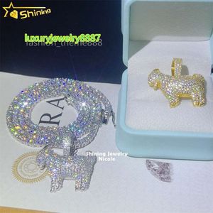 Venda quente iced out encantos 925 prata pequenas cabras diamante moissanite pingente para corrente de tênis