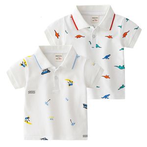 T koszule dinozaur chłopcy polo tshirt elegancka jakość maluch tops graficzny tee bawełna letnia koszula dla dzieci ubrania 230411