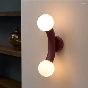 Wall Lamps Simple Moon-shaped Lamp Bedroom Bedside Round Glass Decor Indoor Lighting Living Room Background Sconce