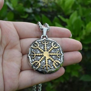 Kolye Kolyeleri 10 PCS İskandinav Pusula Kolye Erkekler Vikings Runes Paslanmaz Çelik Vegvisir Musluk Mücevherat