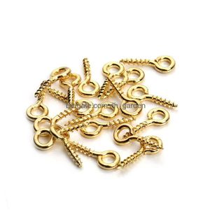 ピン針600pcs/lotゴールドメッキ小さな小さなミニアイピンアイピンフックアイレットねじねじたdiyジュエリーメイキング8mm d dhgarden dhkuu