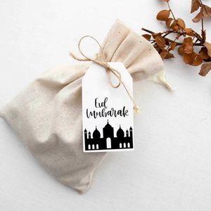 4 PC Gift Wrap 36pcs 3 Design Eid Mubarak Presenttaggar Dekoration Utskrivbar modern present Hängande taggförpackningar Etiketter Ramadan Kareem Decor Z0411