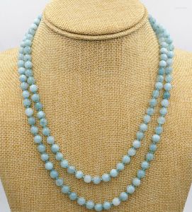 Chains Fashion 6MM BRAZILIAN AQUAMARINE GEMS ROUND BEADS NECKLACE 32"