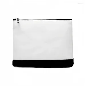 Borse per cosmetici 5 pezzi Cosmeic Sublimation Fai da te Bianco Patchwork in bianco Nero Cotone Lino Borsa di stoccaggio di grande capacità