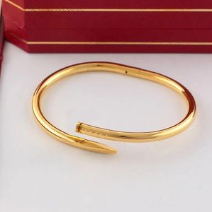 Titanium Stahl Gold Sier Charme Schraube Nagelarmband Pulsera Armband für Herren und Frauen Hochzeit Paare Liebhaber Geschenkschmuck mit Veet Bag