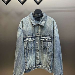 B Family High Edition 23 Autumn/Winter New Full Sky Star Water Diamond Denim Coat Washed Old Loose Men's and Women's Jackets