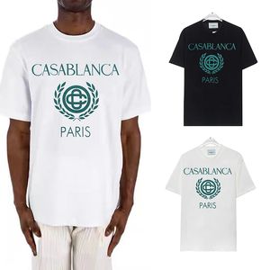 24SS Черно-белые свободные футболки унисекс с короткими рукавами 1 повседневные зеленые топы с принтом Модные хлопковые свободные футболки