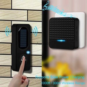 Doorbells Wireless Solar Power Charging Doorbell Home Door Bell IP65 Waterproof 200-300M Bell Chime Outdoor Doorbell YQ231111