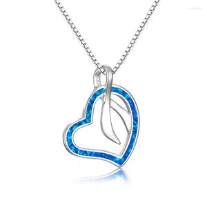 Pendant Necklaces Simple Trendy Infinity Necklace White Blue Opal Stone Heart Vintage Gold Silver Color Chain For Women