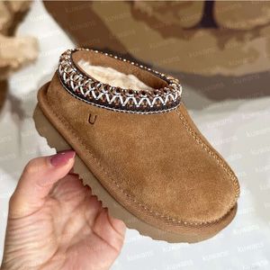 Çocuklar yürümeye başlayan çocuk Tasman II terlik tazz bebek ayakkabıları kestane kürk slaytlar koyun derisi shearling klasik ultra mini bot kış katırları slip-on wo6