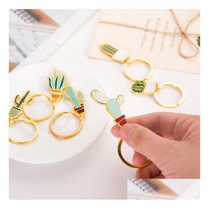 Mini Metal Cactus Key Chain Creative High Quality Keychain Wholesales Lovely Ring Pendant Jewelry Drop Delivery DHG9Z