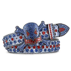 New Arrival Sale High Quality Western Rhinestone Belt Ladies Mens Rhinestone Skull Buckle Color Diamond Jeans Belt