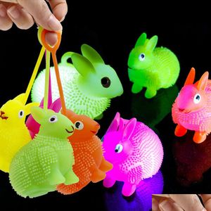 Party Favor Rubber LED Bunny Bouncing Ball Flash Safe Luminous Rabbit Bouncy Glow in the Dark Toys For Children Outdoor Drop Deliver DHFXO