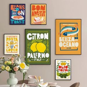 Paintings Cartoon Funny Food Posters Beans on Toast Print Bon Appetit Quote Canvas Painting Club Bar Shop Kitchen Wall Picture House Decor 231110