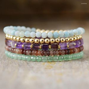 Braccialetti a maglie Eccezionali perline in pietra naturale Filo Boho Bracciale multistrato impilabile Collana con gioielli per adolescenti