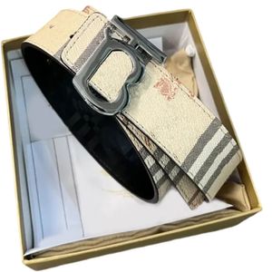 Cintura di design cintura in pelle con fibbia b fibbia in oro e argento testa a righe bifacciale casual 4 colori larghezza 3,5 cm taglia 105-125 cm moda versatile