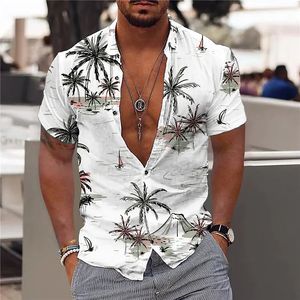 Mężczyzn Casual Shirts Coconut Tree do 3D Hawaiian Beach 5xl krótkiego rękawu Topy TEE BLUSE CAMISA 230411