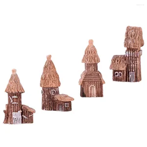 Garden Decorations 4 Pcs Tiny Fairy House Decor Crafts Mini Landscape Ornament Home Ornaments Po Prop Miniature Cottage